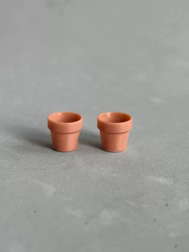 3D 1:48th Pair of Large Flower Pots - Terracotta