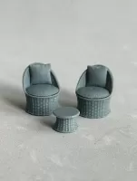 3D 1:48th Wicker Chair Set